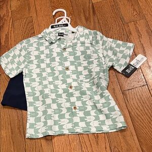 Kids Mint Green Fish Pattern Shirt